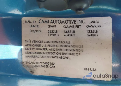 2000 Suzuki Swift Ga/Gl z USA, uszkodzony, nr VIN 2S2AB21H7Y6602160